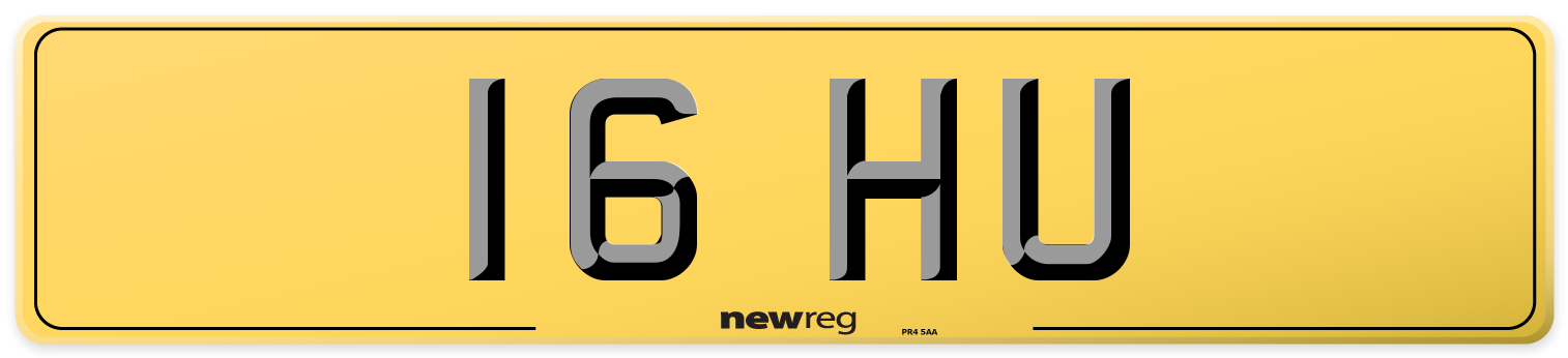 16 HU Rear Number Plate