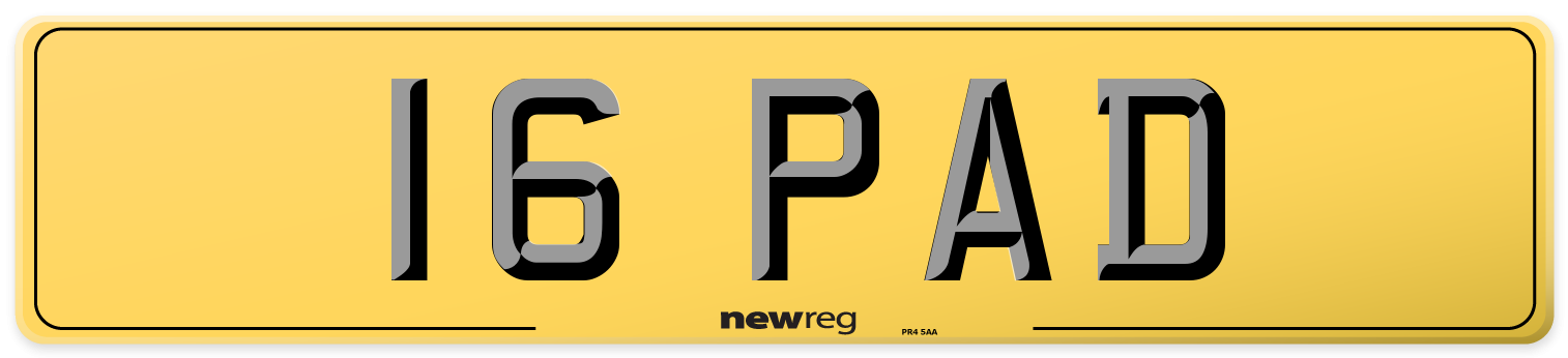 16 PAD Rear Number Plate