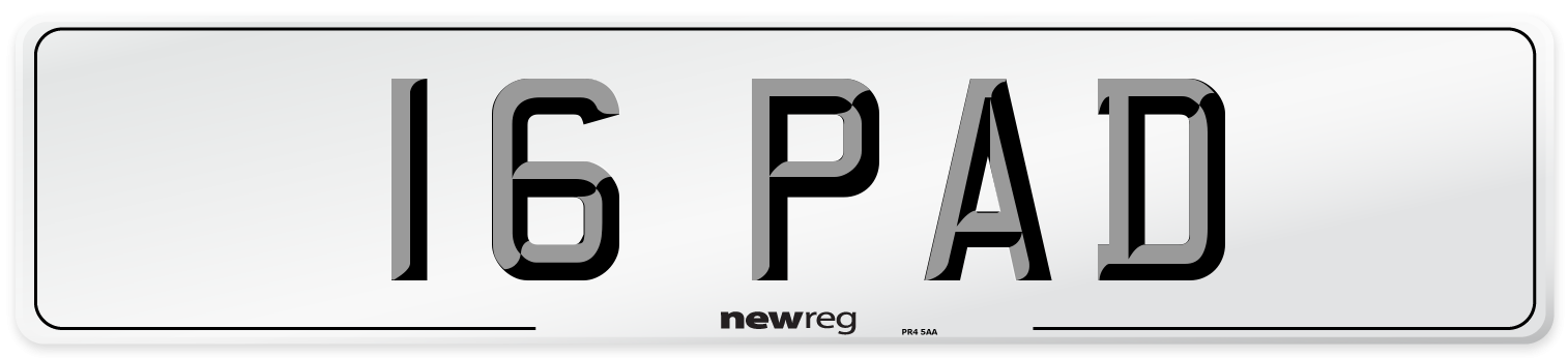 16 PAD Front Number Plate