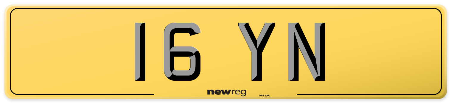16 YN Rear Number Plate