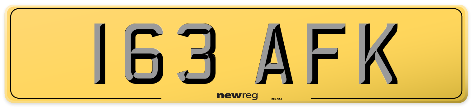 163 AFK Rear Number Plate