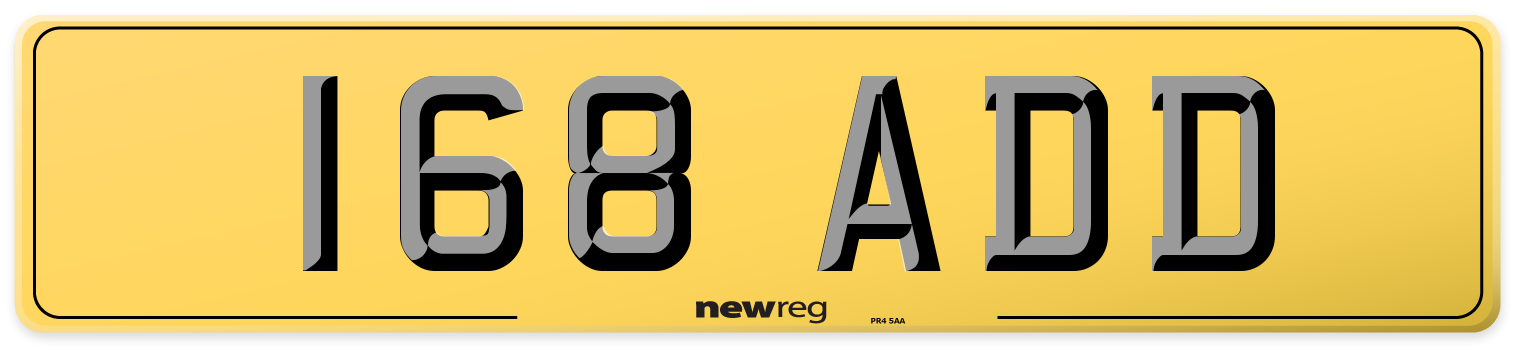 168 ADD Rear Number Plate