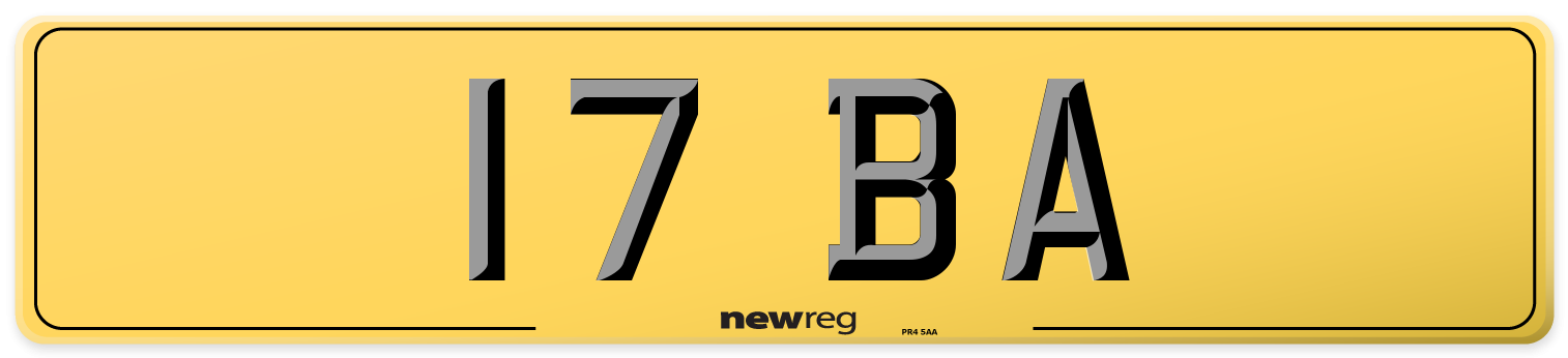 17 BA Rear Number Plate