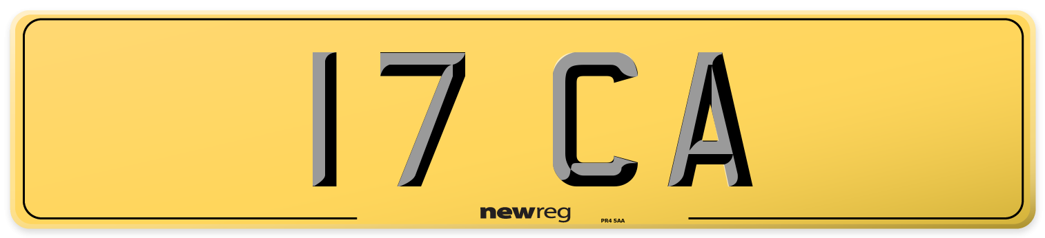 17 CA Rear Number Plate
