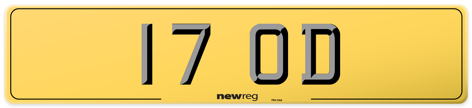 17 OD Rear Number Plate