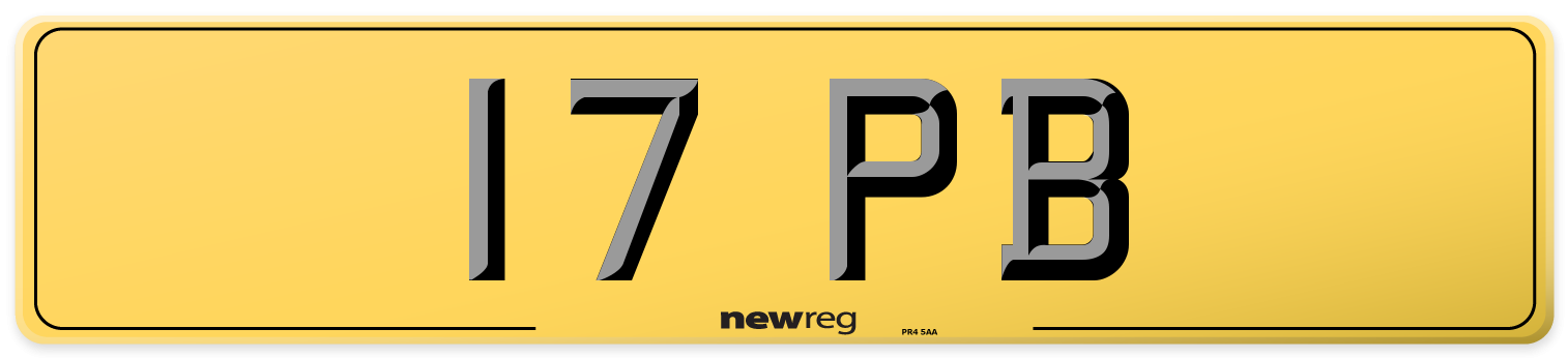 17 PB Rear Number Plate