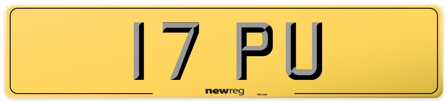 17 PU Rear Number Plate