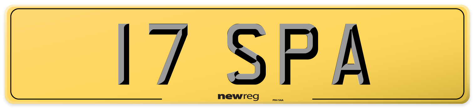 17 SPA Rear Number Plate