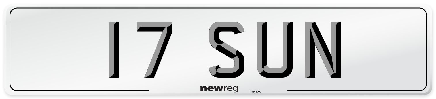 17 SUN Front Number Plate