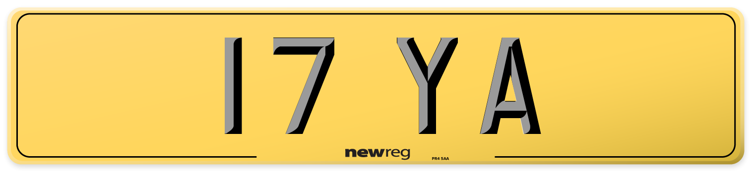 17 YA Rear Number Plate