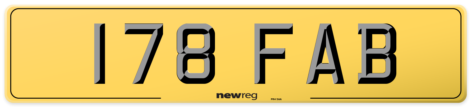 178 FAB Rear Number Plate