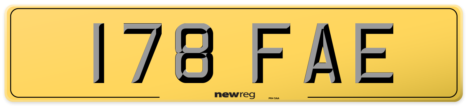 178 FAE Rear Number Plate