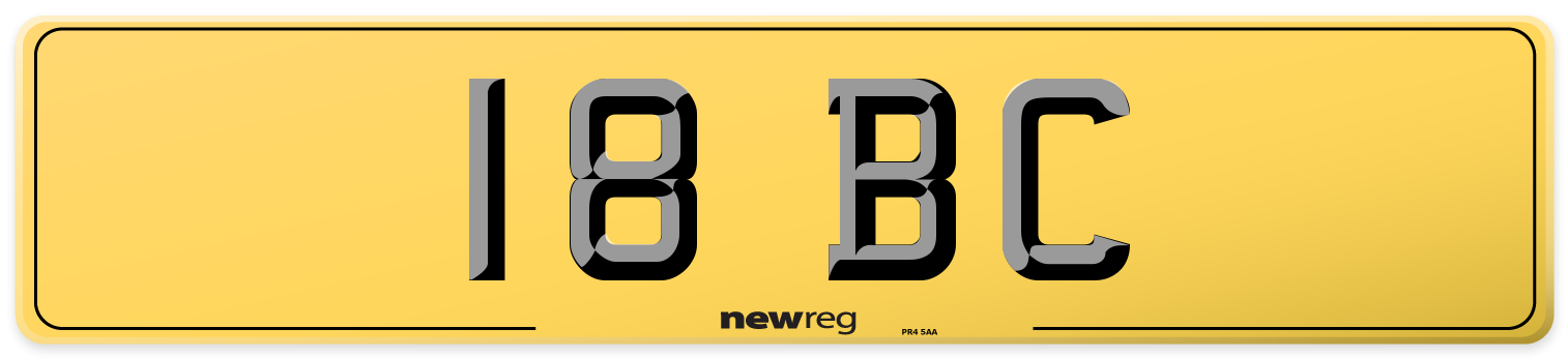 18 BC Rear Number Plate