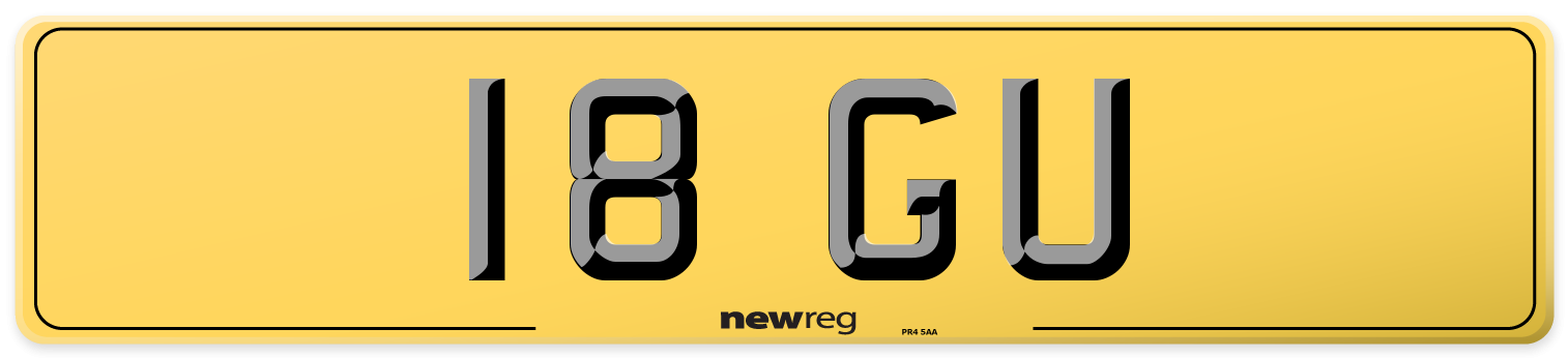18 GU Rear Number Plate