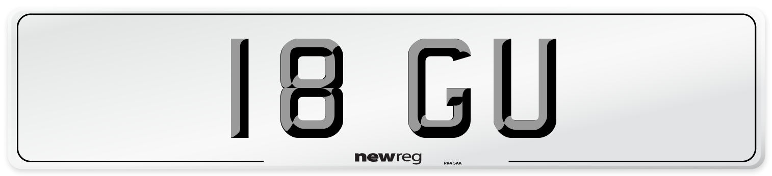 18 GU Front Number Plate