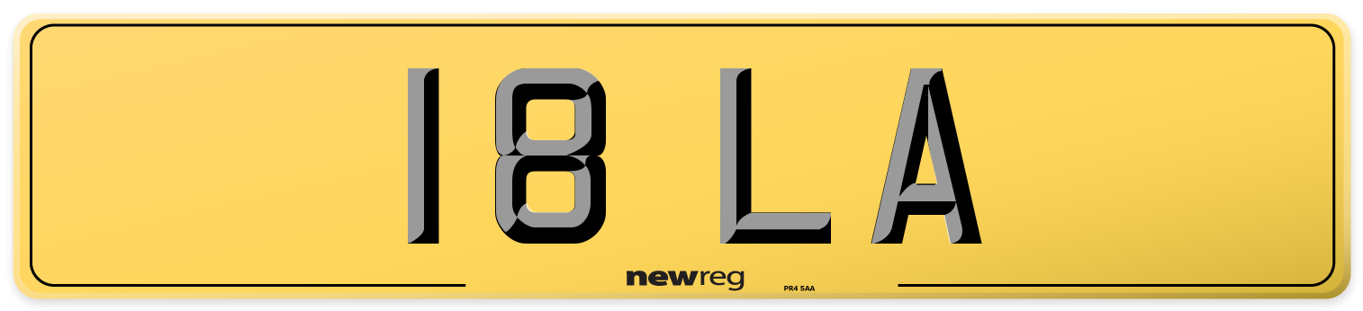 18 LA Rear Number Plate