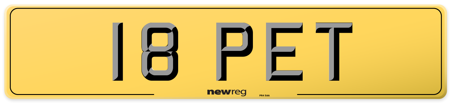18 PET Rear Number Plate