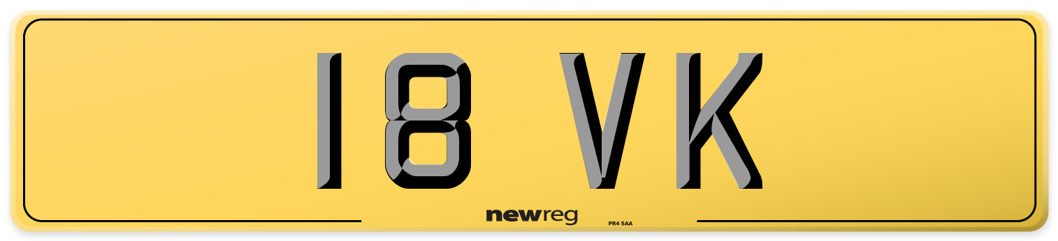 18 VK Rear Number Plate