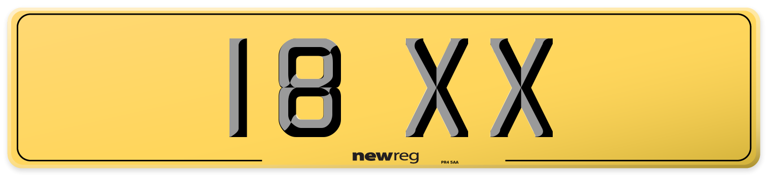 18 XX Rear Number Plate