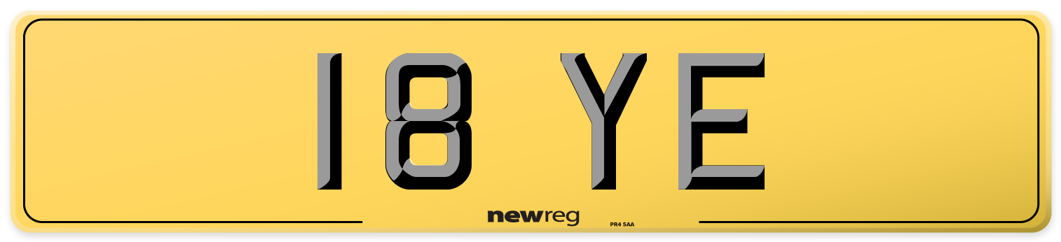 18 YE Rear Number Plate