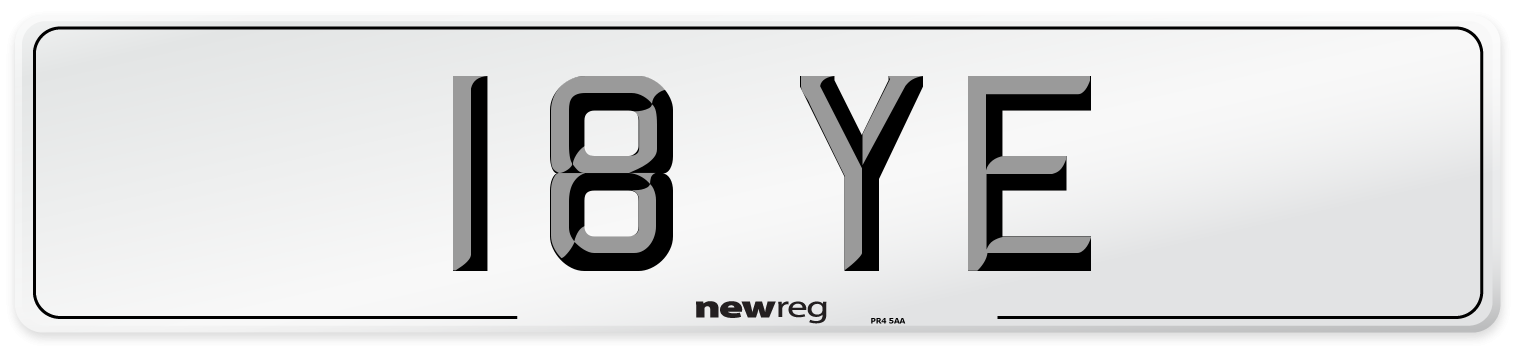 18 YE Front Number Plate