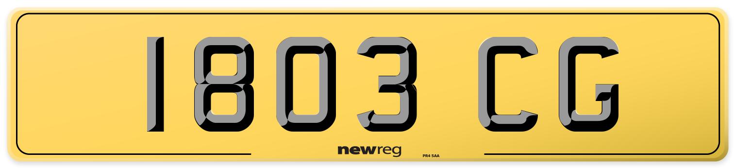 1803 CG Rear Number Plate