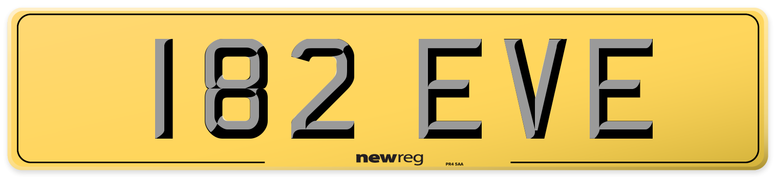 182 EVE Rear Number Plate