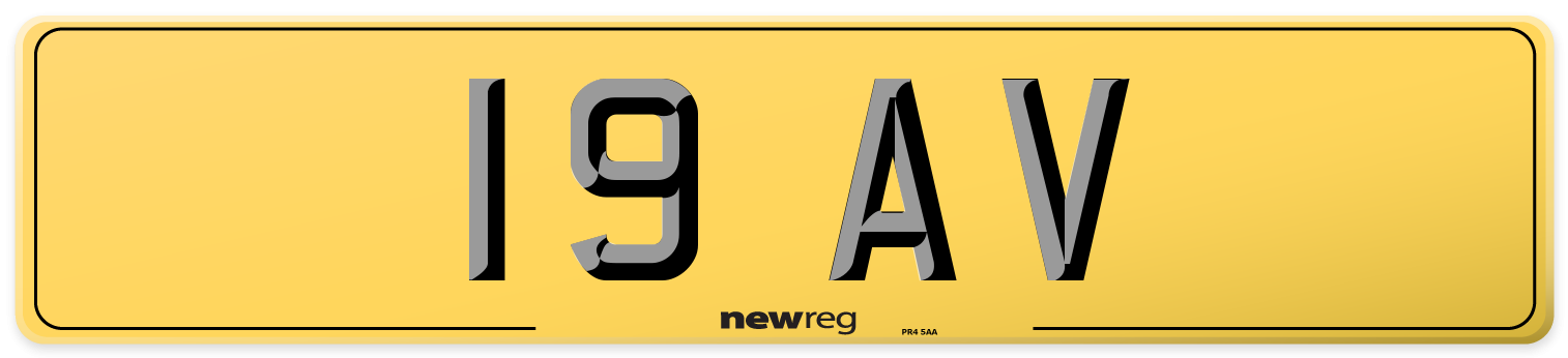 19 AV Rear Number Plate