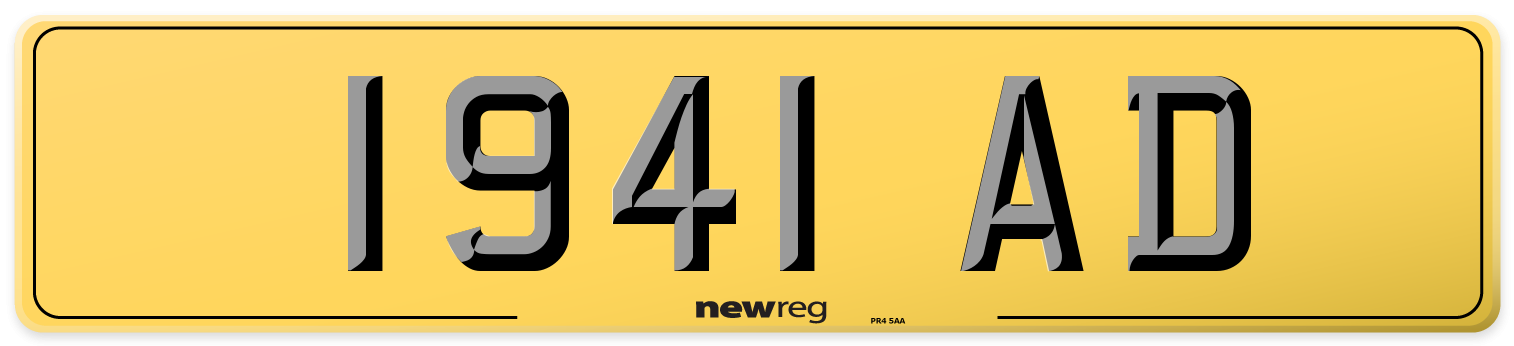 1941 AD Rear Number Plate