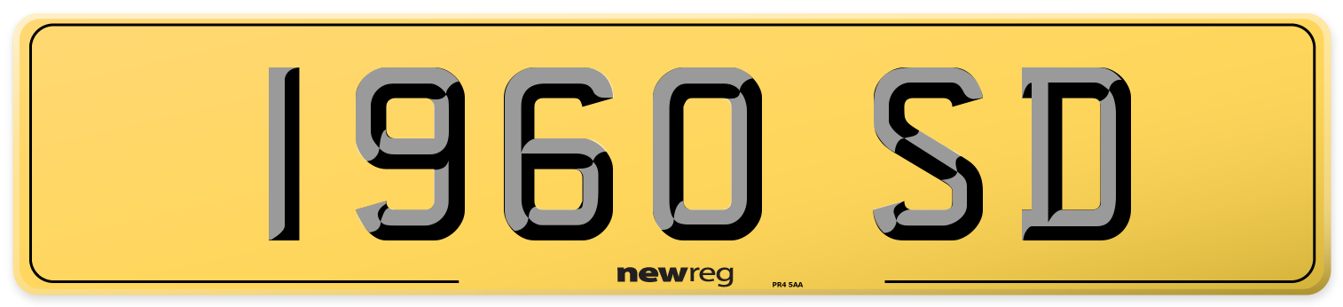1960 SD Rear Number Plate