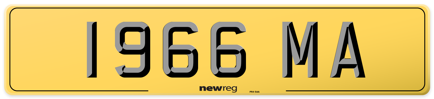 1966 MA Rear Number Plate