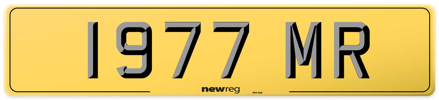1977 MR Rear Number Plate