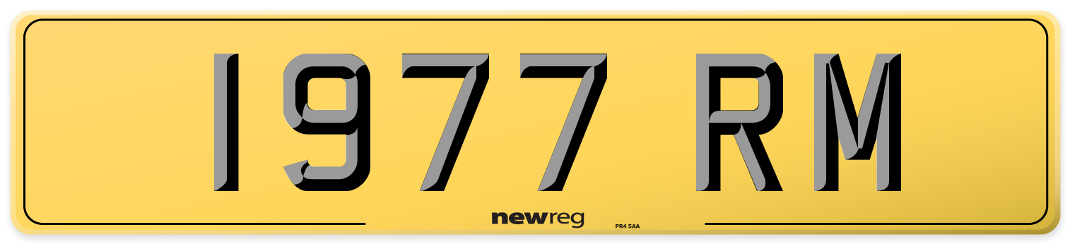 1977 RM Rear Number Plate