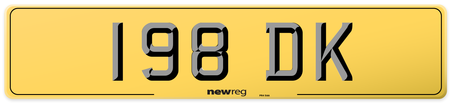 198 DK Rear Number Plate
