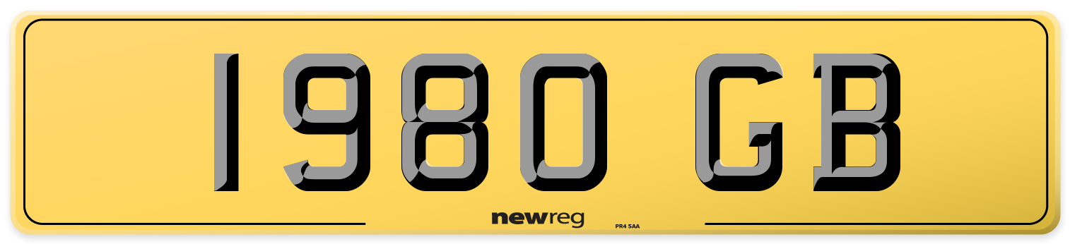 1980 GB Rear Number Plate