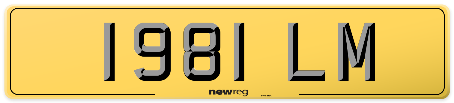 1981 LM Rear Number Plate