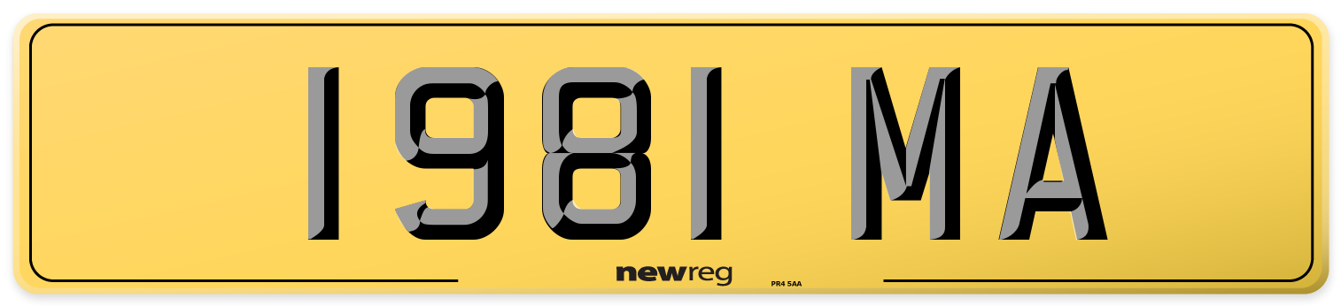 1981 MA Rear Number Plate