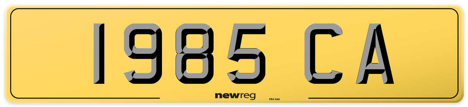 1985 CA Rear Number Plate