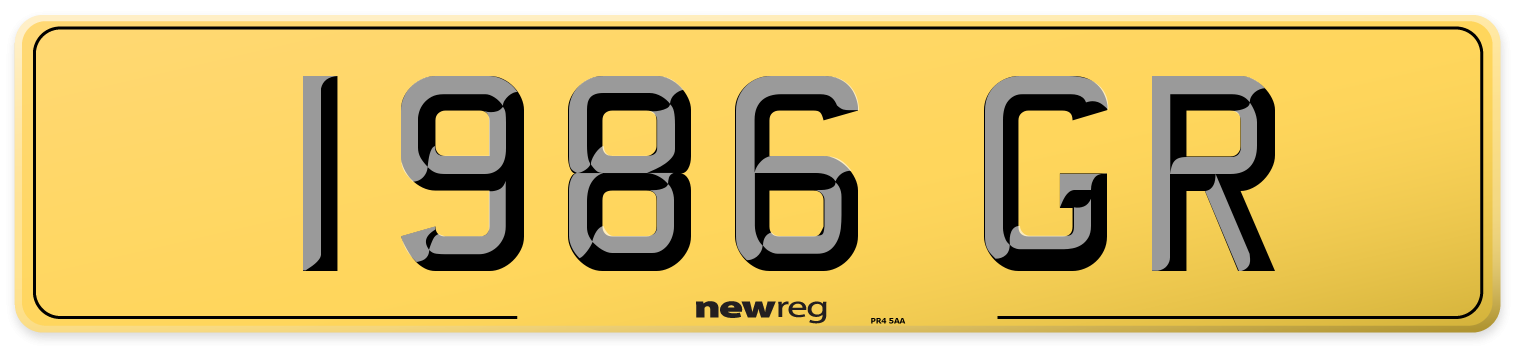 1986 GR Rear Number Plate