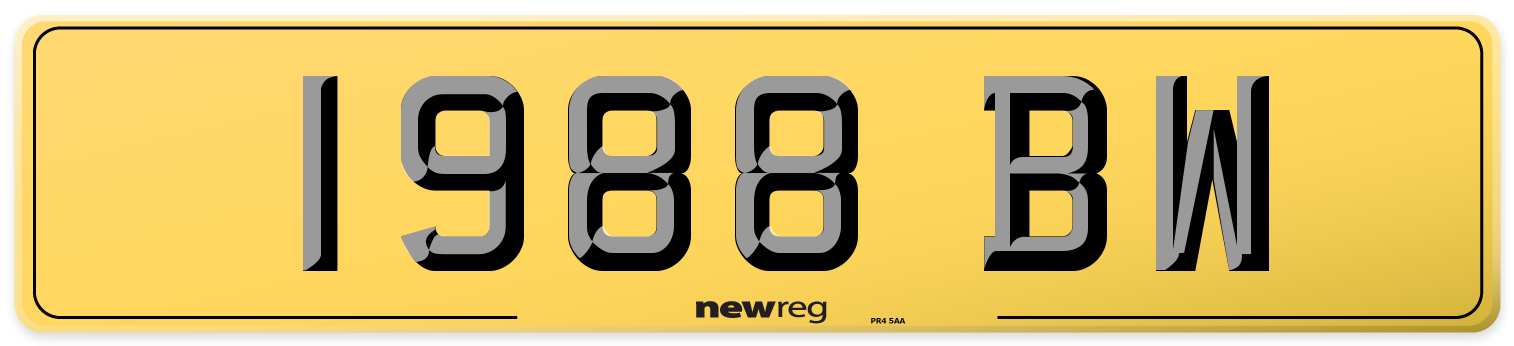 1988 BW Rear Number Plate