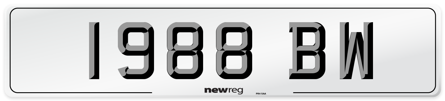 1988 BW Front Number Plate