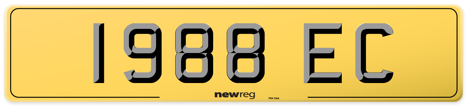 1988 EC Rear Number Plate