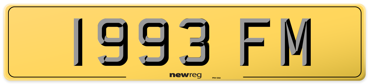 1993 FM Rear Number Plate
