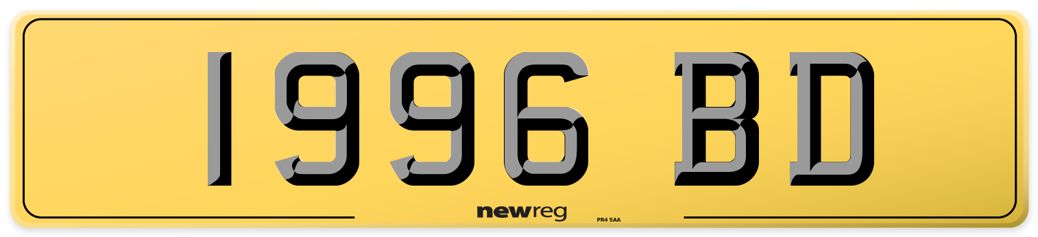 1996 BD Rear Number Plate