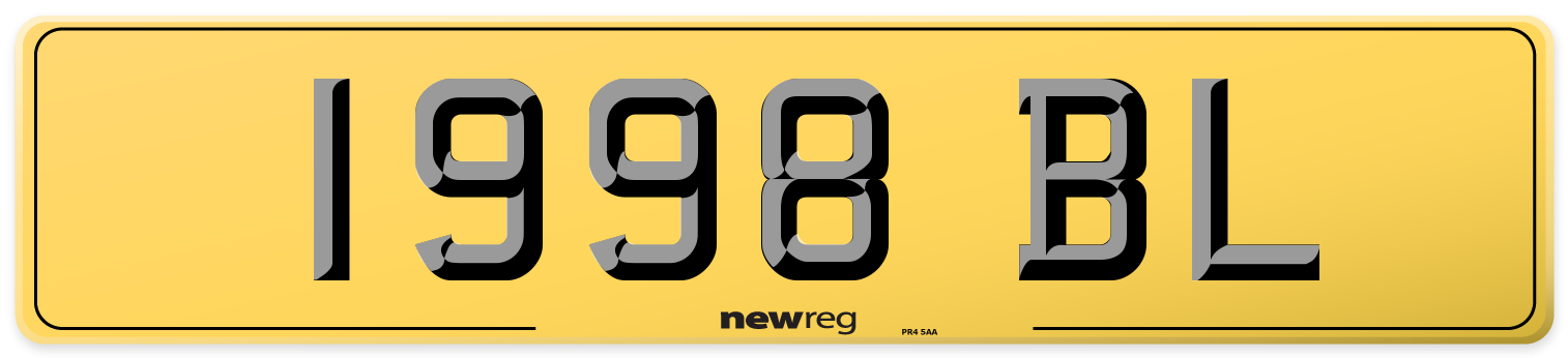 1998 BL Rear Number Plate