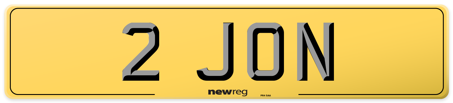 2 JON Rear Number Plate