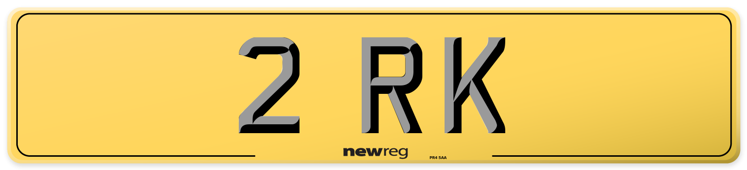2 RK Rear Number Plate