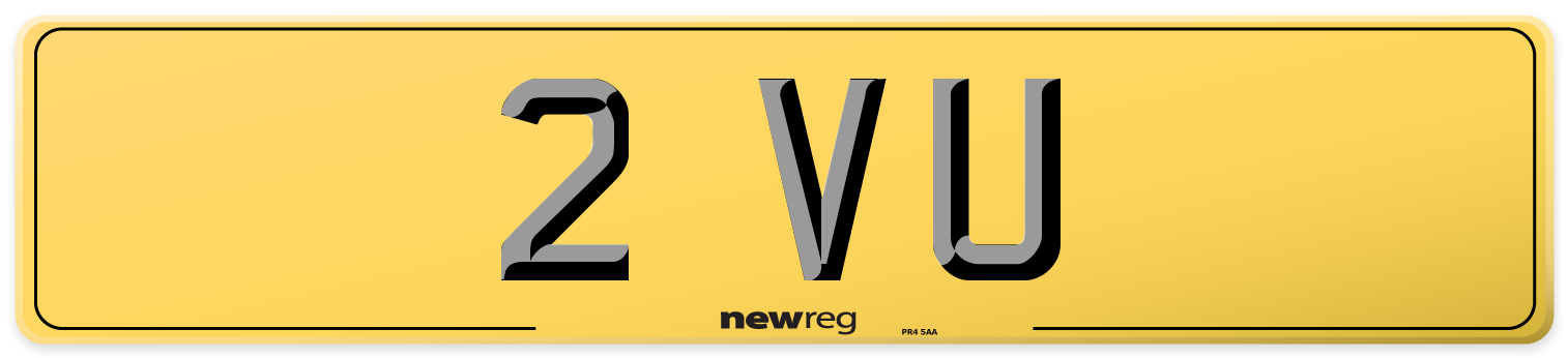 2 VU Rear Number Plate