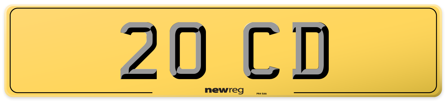 20 CD Rear Number Plate