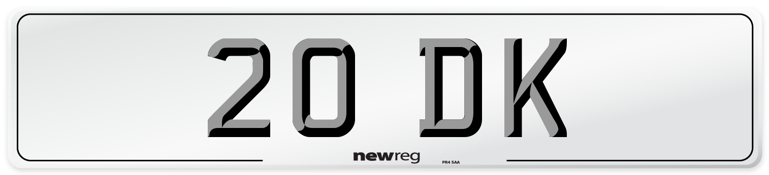 20 DK Front Number Plate